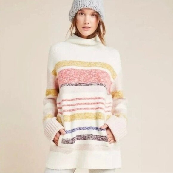 Anthropologie‎ Elana Tunic Sweater Striped Women’s WOOL ALPACA Blend Size XS - Picture 3 of 14